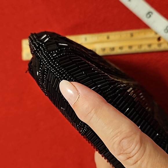 Black bugle beads sequins crossbody clutch elegant black tie EUC - Picture 12 of 12